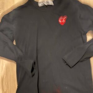 Comme des Garcons Black Sweater with Red Heart
